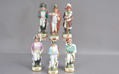 Six continental porcelain figurines of Napoleon and his marshals