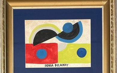 Sonia Delaunay Watercolor on Paper Art: 10.5" x 14.5"