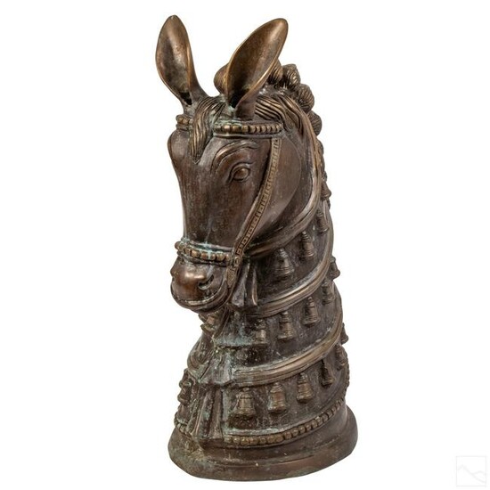 Southeast Asian Cast Bronze Horse Head Sculpture
