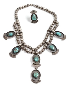 Southwestern Silver and Turquoise Necklace and Ring