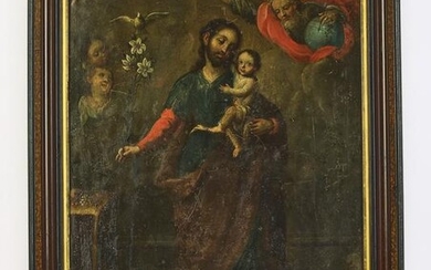 Spanish School oil on copper retablo, 19th c.