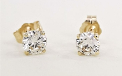 Studs - 14 kt. Yellow gold - Earrings - 0.61 ct Diamond - AIG Certified No Reserve