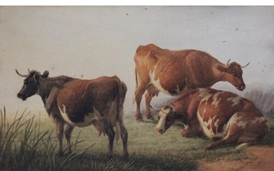 THOMAS SIDNEY COOPER, RA (1803-1902) CATTLE RESTING Signed a...