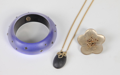 THREE PIECES SIGNED ALEXIS BITTAR JEWELRY. Including frosted amethyst color...