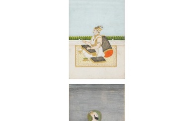TWO 19TH CENTURY INDIAN MINIATURES. Gouache, heightened with...