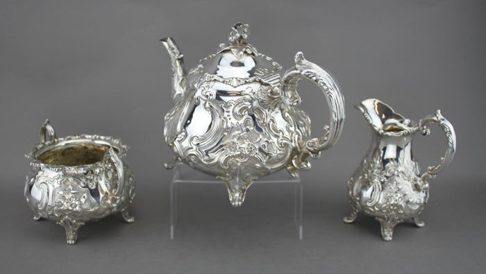 Tea service (3) - .925 silver - William Hunter, London - England - 1857
