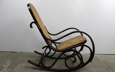 Thonet Style Bentwood Wicker Cane Rocking Rocker Chair