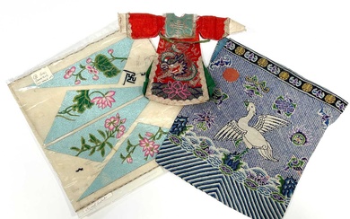 Three pieces of Chinese silk work