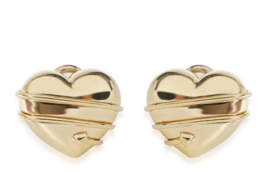 Tiffany & Co. Vintage Arrow Wrapped Heart Earrings in 18K Yellow Gold