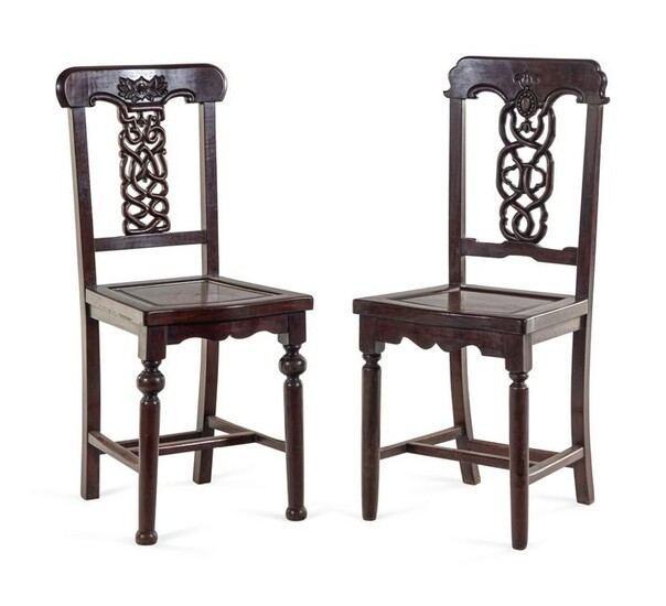 Two Chinese Export Rosewood Side Chairs