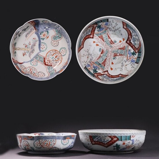 Two Chinese Fine Porcelain Bowls Exotic Birds Landscape