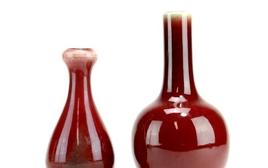 Two Chinese Oxblood-red Glazed Vase
