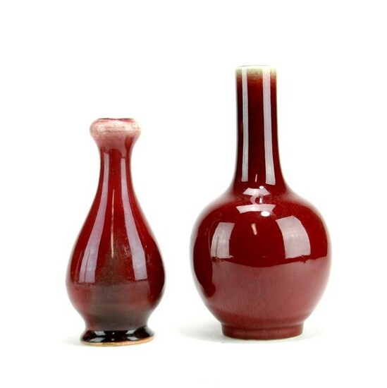 Two Chinese Oxblood-red Glazed Vase