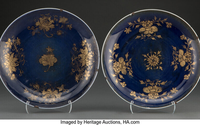 Two Chinese Porcelain Plates with Gilding