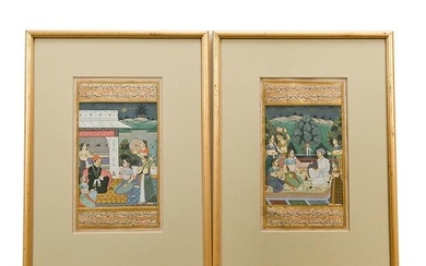 Two Framed Persian Miniatures, Arabic Script.