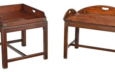 Two Georgian Brass Mounted Butler's Tray Tables