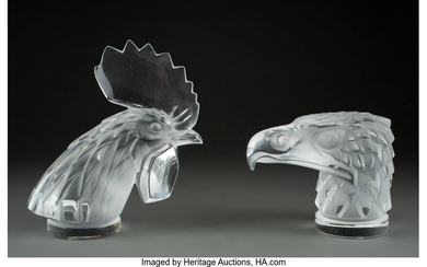 Two Lalique Clear and Frosted Glass Mascots with Original Fitted Boxes (post-1945)