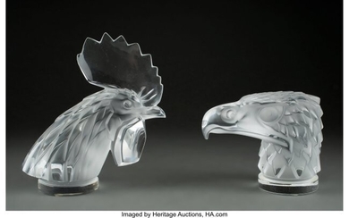 Two Lalique Clear and Frosted Glass Mascots with