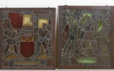 Two Swiss Stained Glass Panels