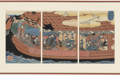 UTAGAWA KUNISADA (1786-1865), Flower Viewing from a Pleasure Boat (Yakatabune hanami no zu)