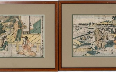 UTAGAWA TOYOKUNI, PAIR OF KABUKI ACTOR WOODBLOCKS