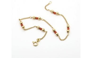 Unoaerre Red Coral Station Bracelet In 18k Yellow Gold