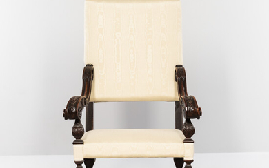 Upholstered Carved Fruitwood Armchair
