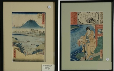 Utagawa Hiroshige. 2 Japanese woodblock prints. 1)