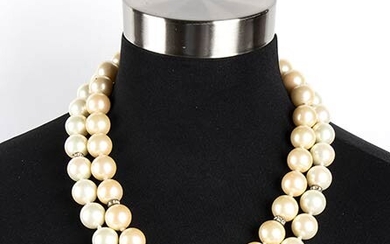 VALENTINO BIJOUX PEARLS NECKLACE Early 90s Bijoux pearls rhinestones gilded...