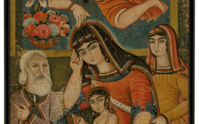 VIRGIN AND CHILD WITH JOSEPH, QAJAR IRAN, MID-19TH CENTURY