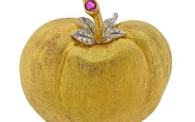 Van Cleef & Arpels 18K Gold Diamond Ruby Apple