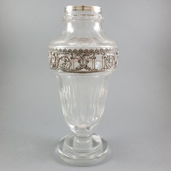 Vase - .950 silver, crystal - France - Mid 19th century