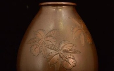 Vase - Bronze, Silver - Takano Ryoichi (b 1907) - High grade unique bronze vase with artist's signature Shizan 紫山 - Japan - Shōwa period (1926-1989)