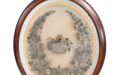 Victorian Oval Framed Hair Wreath.