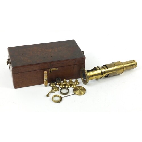Victorian brass drum microscope by Gogerty of Fleet Street L...
