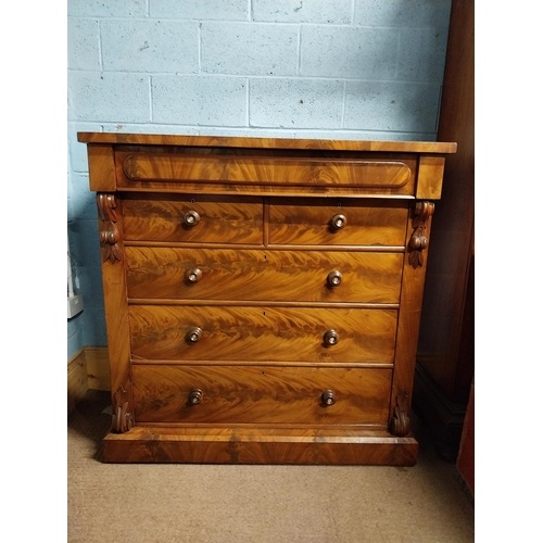 Victorian mahogany Scotch chest of drawers with two short dr...