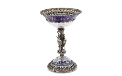 Viennese and Enamel Rock Crystal Tazza