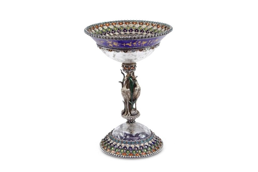 Viennese and Enamel Rock Crystal Tazza