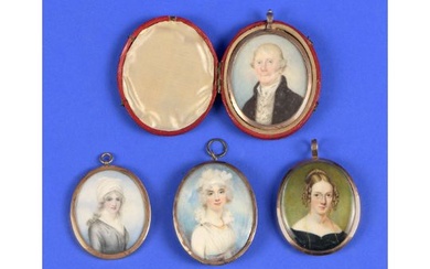 Vier Miniaturen mit Goldrahmen Erste Hälfte 19. Jhdt.
