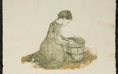 Vincent Van Gogh, Lithograph Girl Wash Bucket, Unsigned