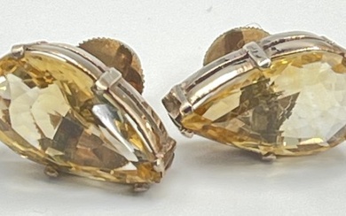 Vintage 10k Yellow Gold & Pear Shaped Citrine Earrings