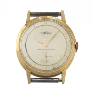 Vintage 18k Gold Aureole Unbreakable Mainspring Gentlemen's Watch, ca. 1950's