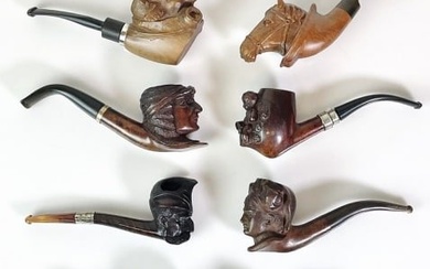 Vintage Hand Carved Tobacco Pipes (8pc)