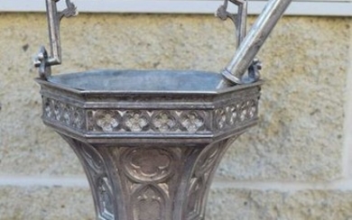 Vintage Holy Water Bucket & Sprinkler Set + (Aspergil)