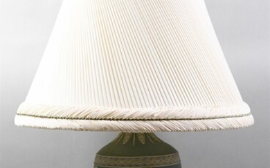 WEDGWOOD GREEN AND WHITE JASPER LAMP, NOW CONVERTED TO A TABLE LAMP