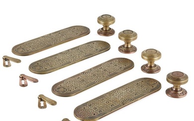 WILLIAM TONKS & SONS, MANNER OF THOMAS JECKYLL GROUP OF AESTHETIC MOVEMENT DOOR FURNITURE, CIRCA