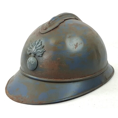 WW1 French M15 Adrian Helmet. Badged to the Infantry, No Lin...