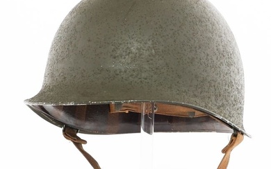 WWII US ARMY M1 COMBAT HELMET WITH EARLY LINER