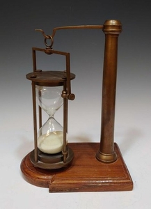 Wood & Brass Hourglass with Stand
