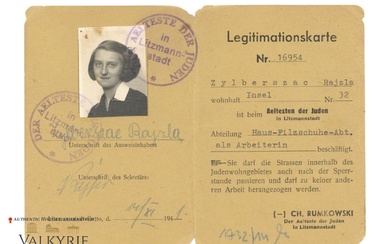 Work Certification Card Issued by Litzmannstadt Ghetto Jewish Council to...